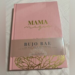 Pink 'Mama Magic' Dot Grid Notebook with linen har cover with Protea design